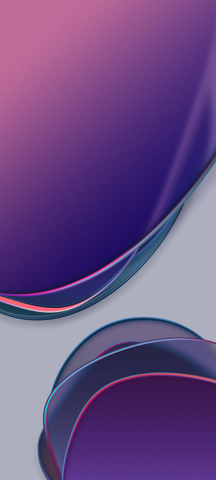 Vibrant Abstract Purple Discs Displayed on OnePlus 9R Screen Wallpaper