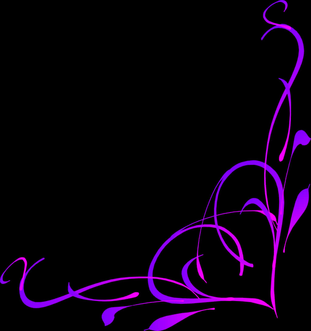 Abstract Purple Floral Border Design PNG