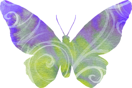 Abstract Purple Green Butterfly Art PNG