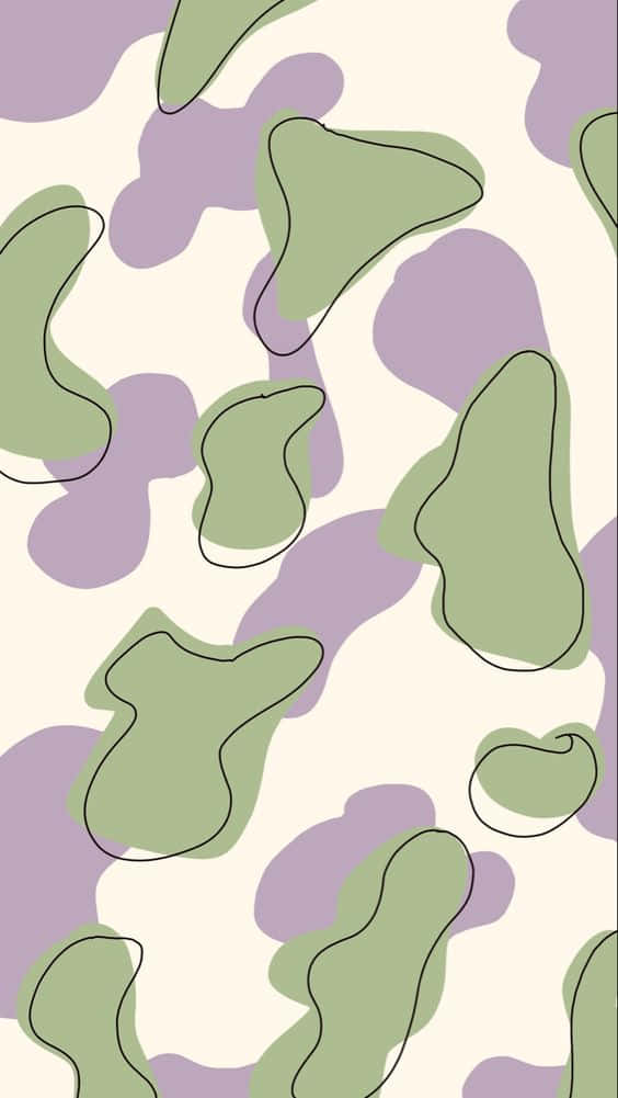 Abstract Purple Green Shapes Pattern Wallpaper