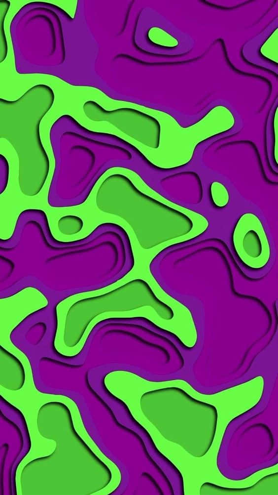 Abstract Purple Green Waves Background Wallpaper