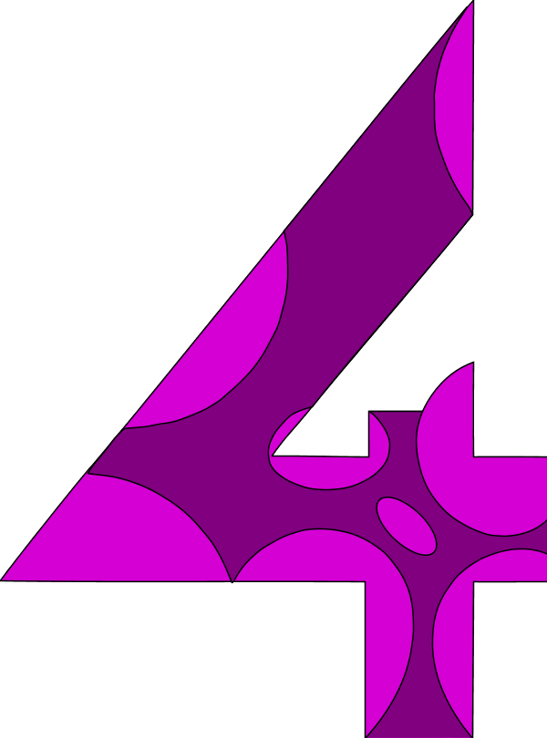 Abstract Purple Number Four Graphic PNG