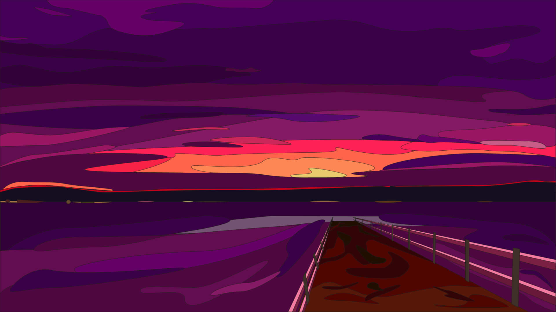 Abstract Purple Sunset Landscape Wallpaper