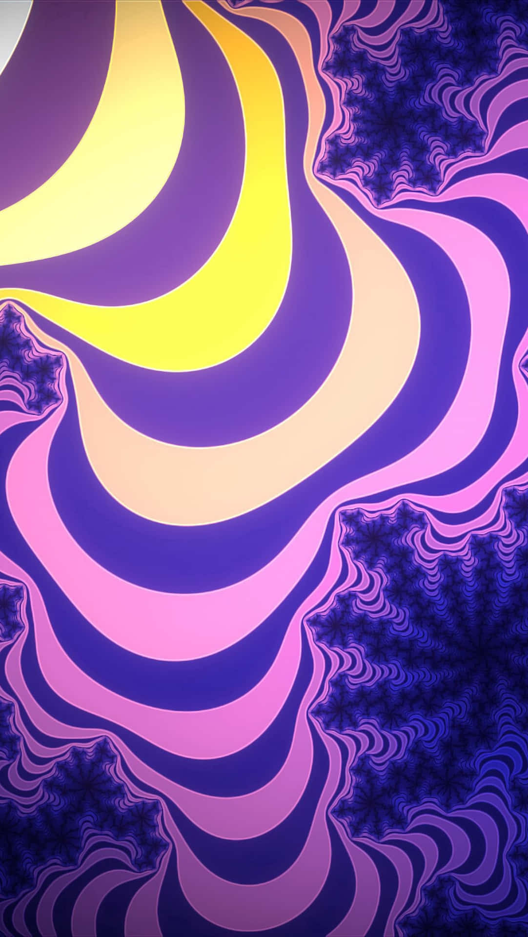 Abstract Purple Yellow Waves Art Wallpaper