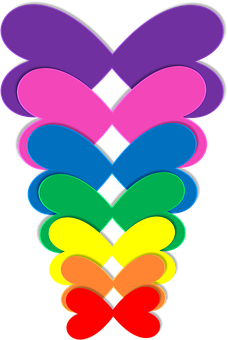 Abstract Rainbow Hearts Stack PNG