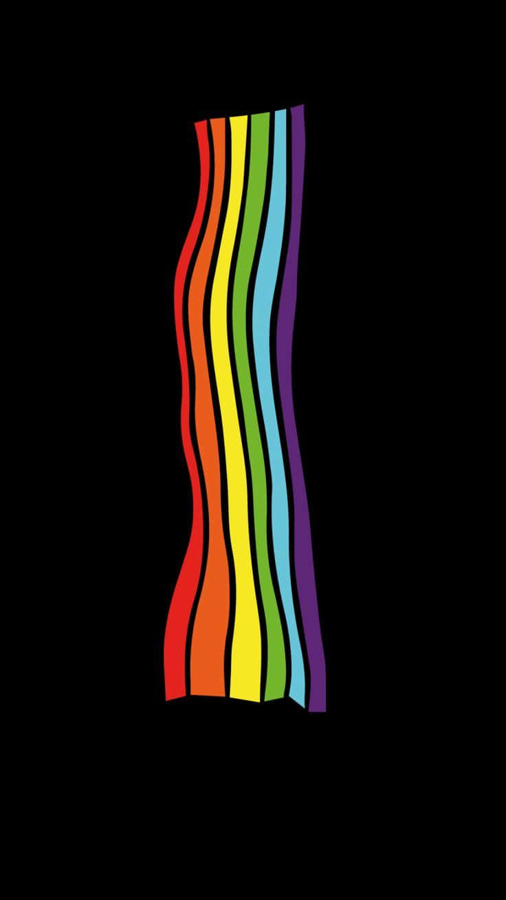 Abstract Rainbow Ribbonon Black Wallpaper