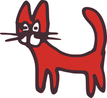 Abstract Red Cat Illustration PNG