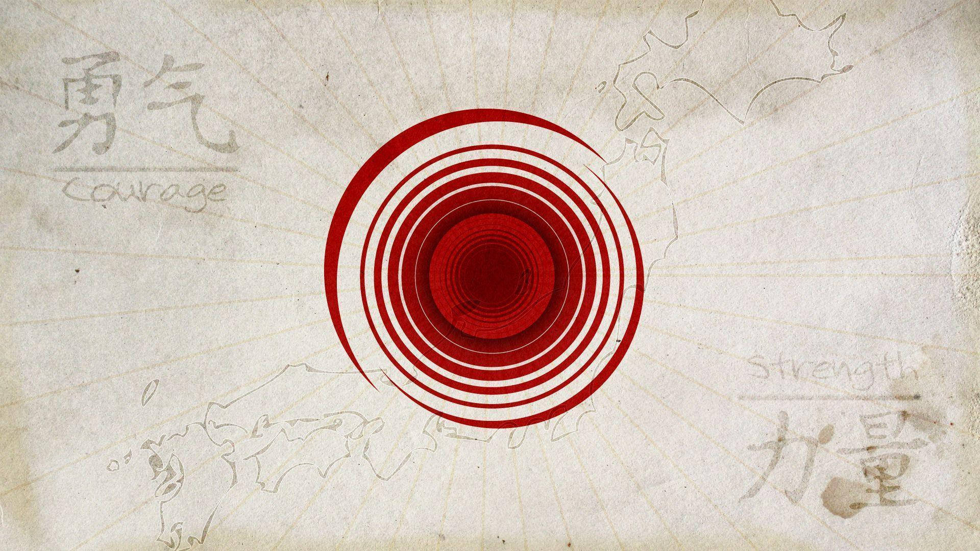 Abstrakt Rød Cirkel På Japans Flag Wallpaper