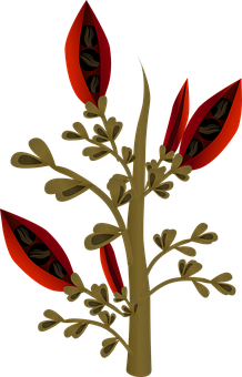 Abstract Red Leaf Plant Illustration PNG