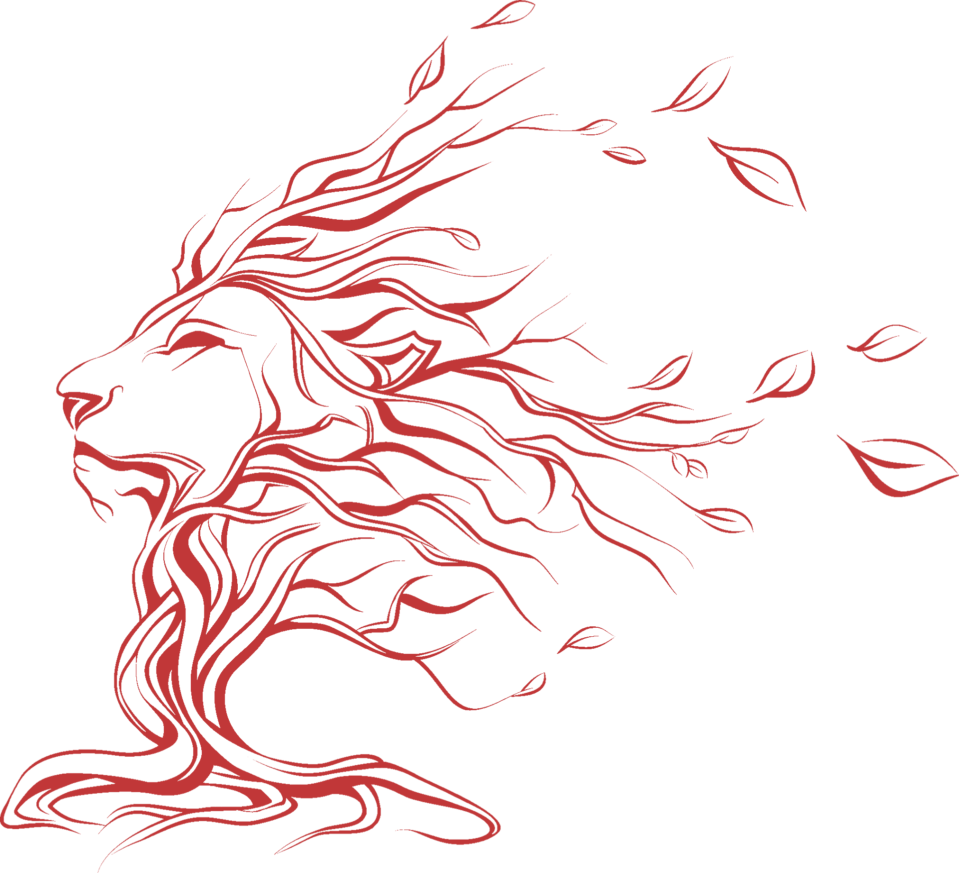 Abstract Red Lion Tattoo Design PNG