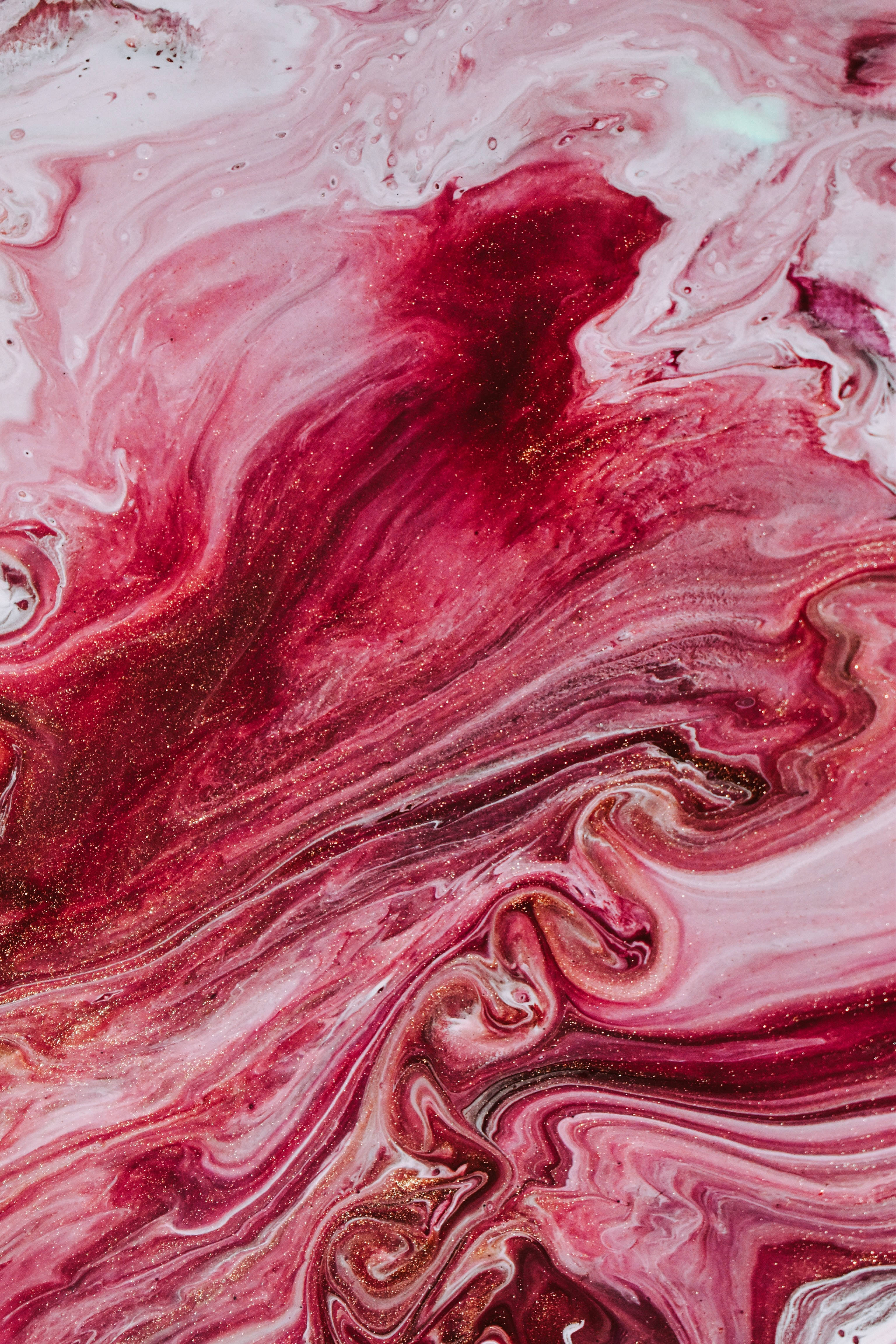 Abstract Red Swirly Marble 4K Wallpaper
