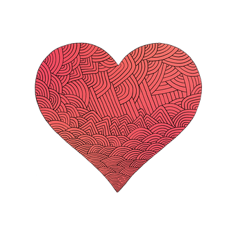 Abstract Red Wave Pattern Heart PNG