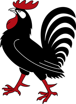 Abstract Redand Black Rooster Art PNG