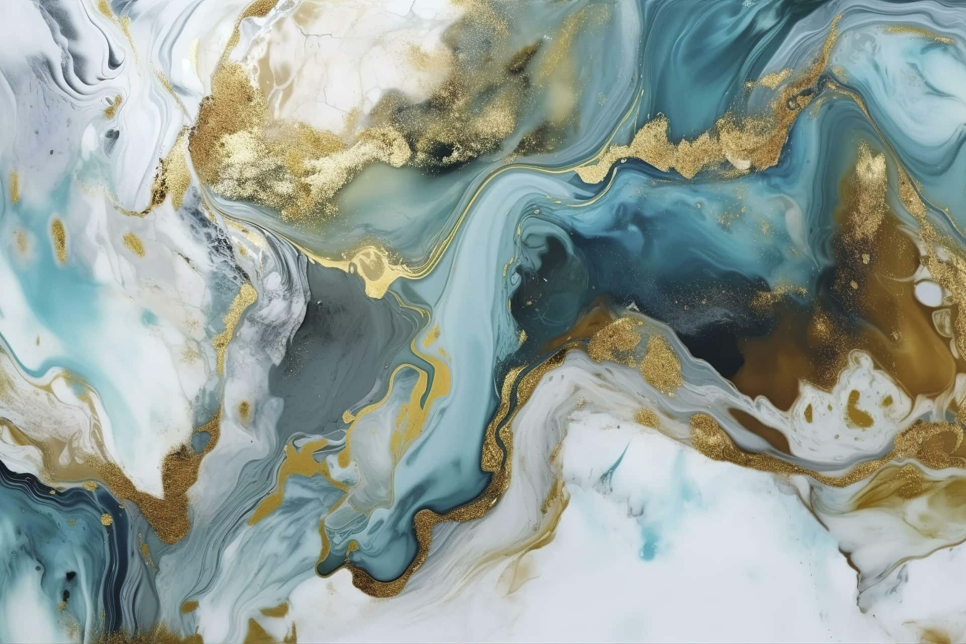 Abstract Resin Artwork Golden Swirls Wallpaper