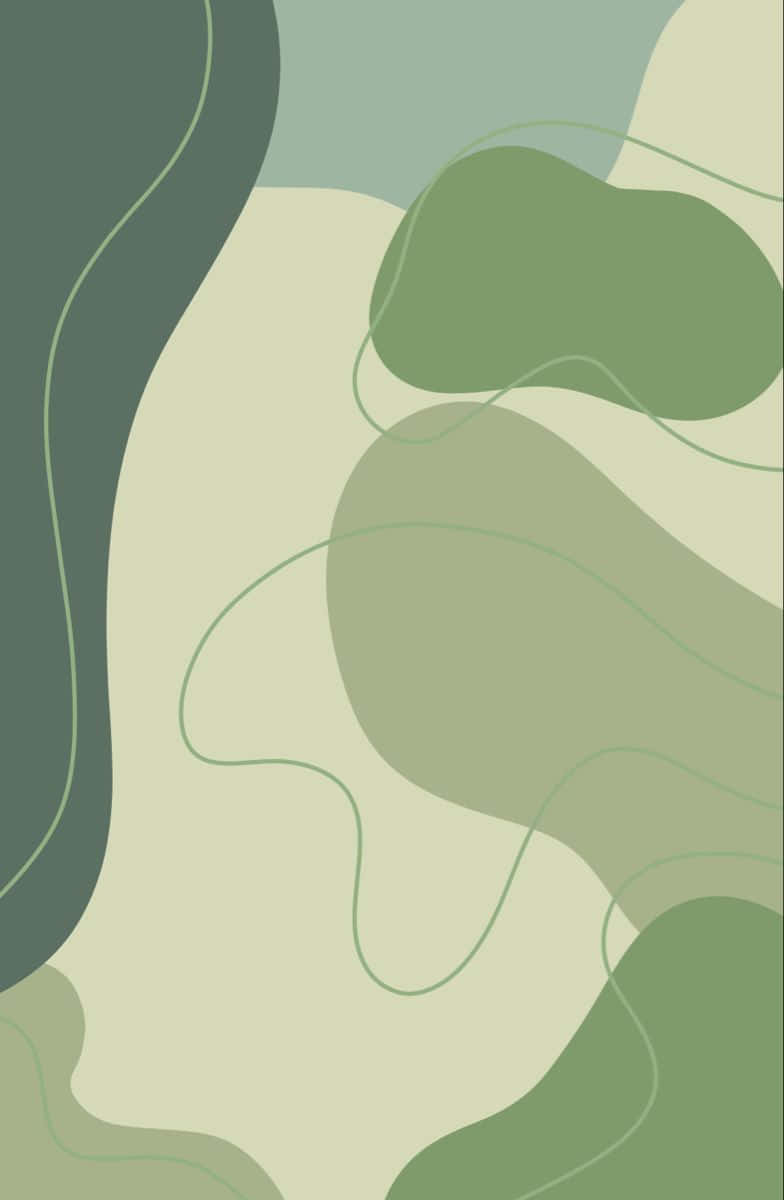 Abstract Sage Green Waves Wallpaper