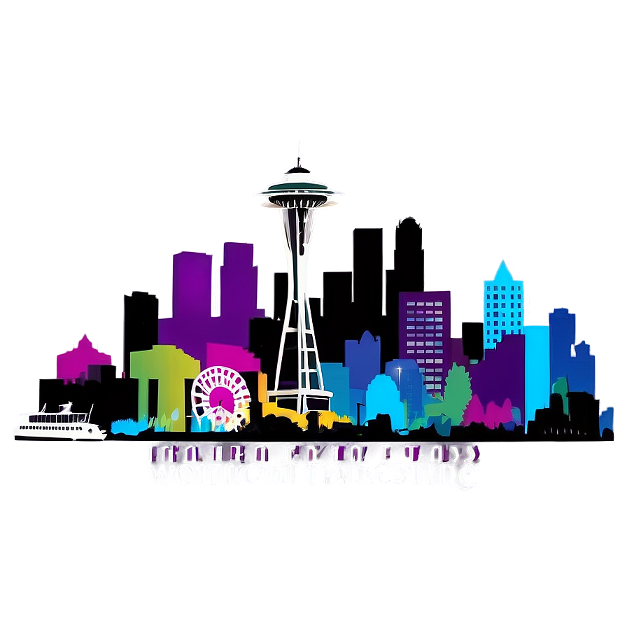 Abstract Seattle Skyline Graphic Png 48 PNG