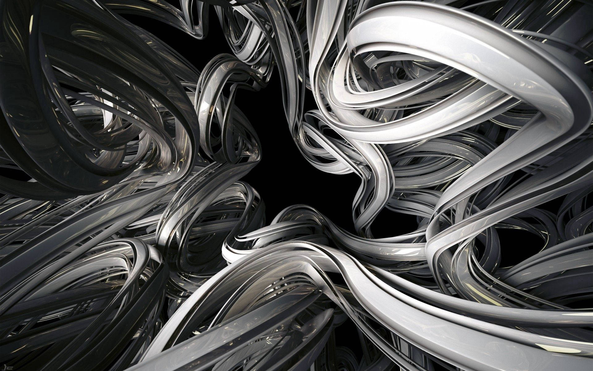Abstract Silver Glass Ribbons Wallpaper