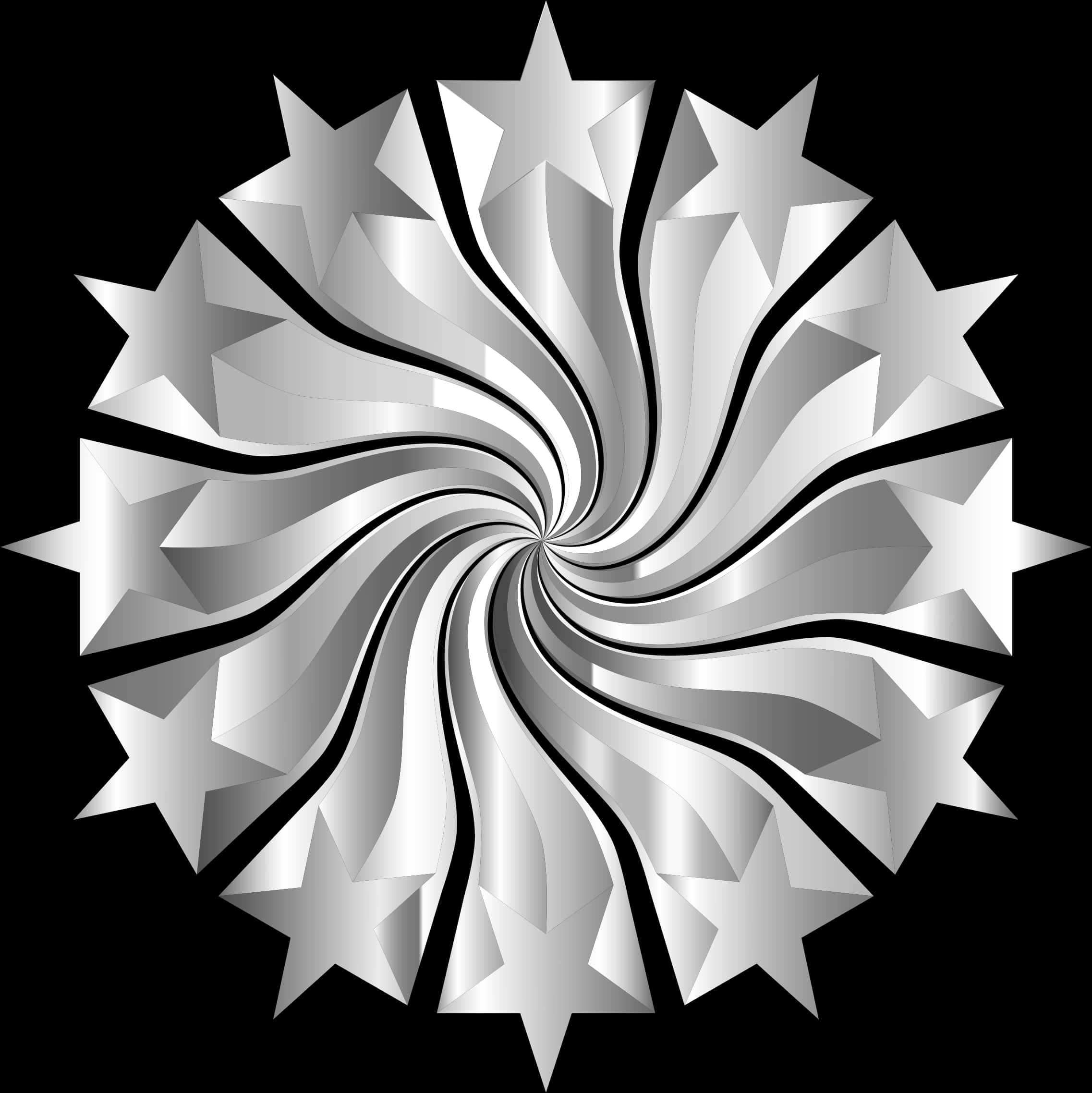 Abstract Starburst Blackand White PNG