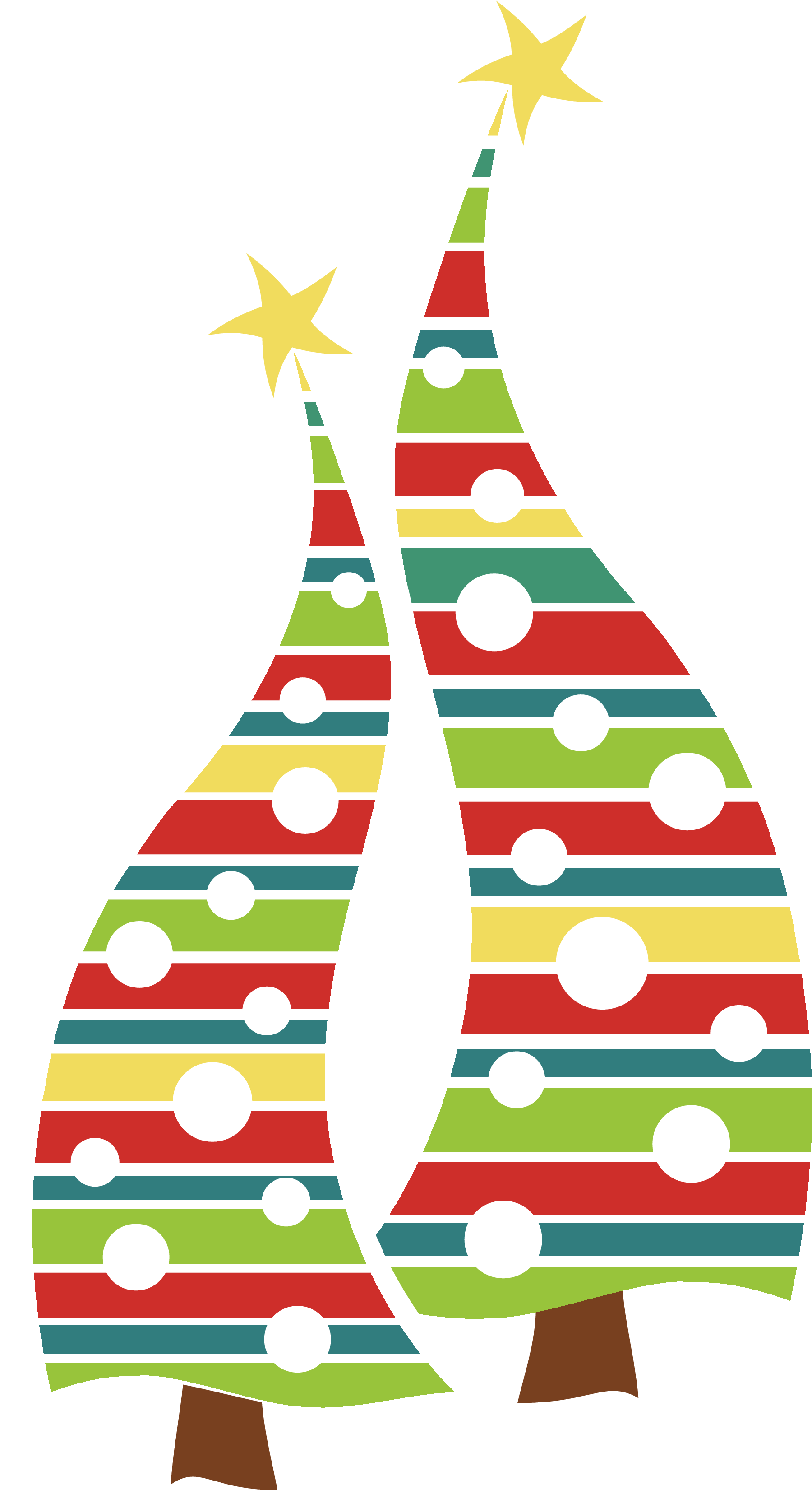 Abstract Striped Christmas Trees Clipart PNG