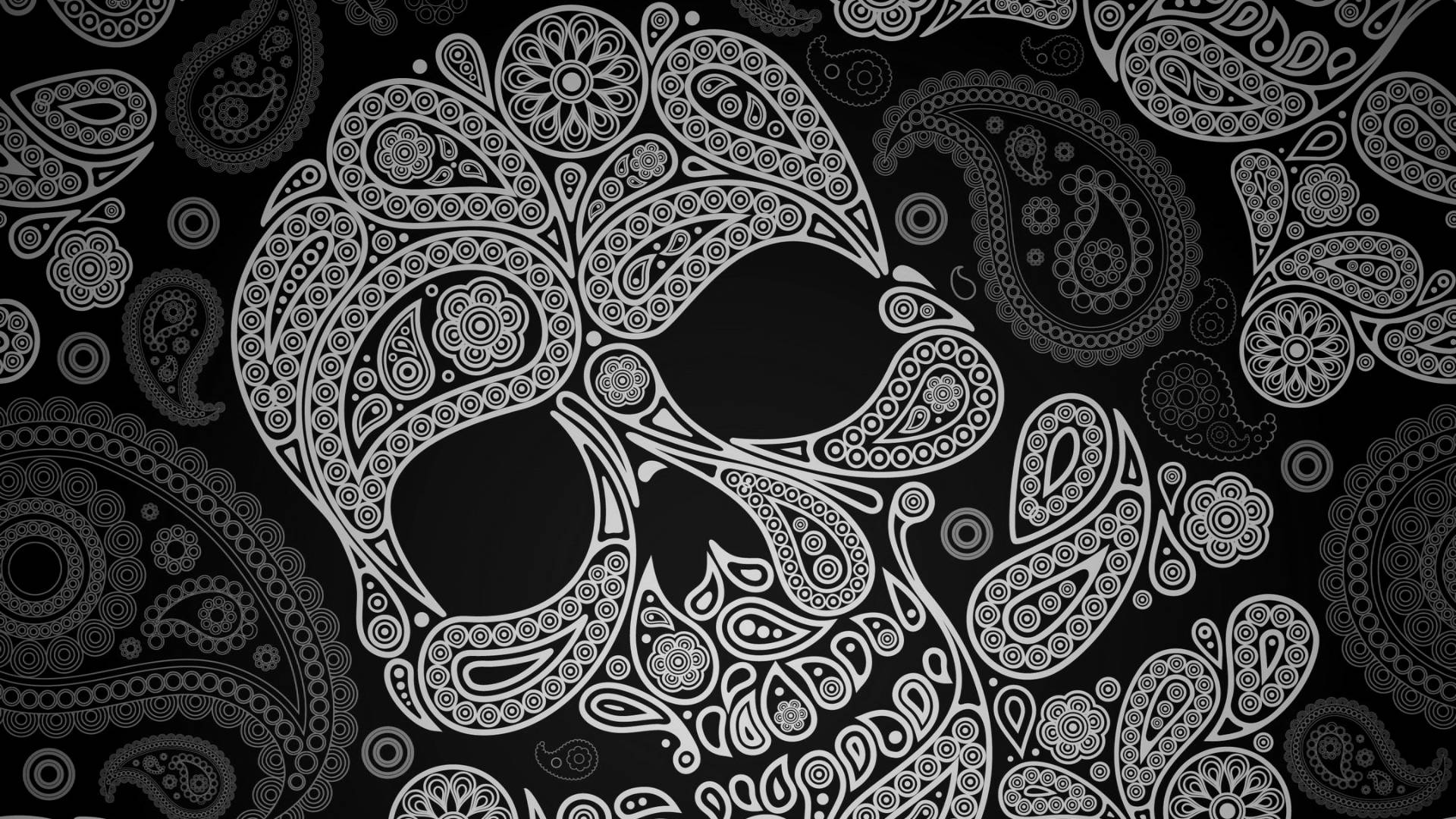 Abstract Sugar Skull On Black Wallpaper