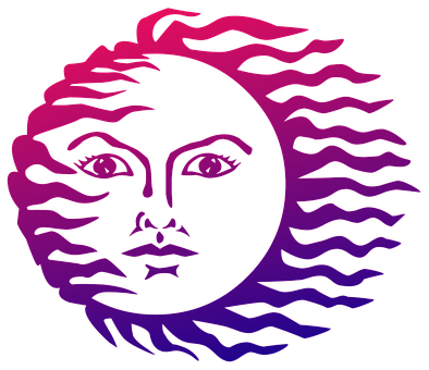 Abstract Sun Face Illustration PNG