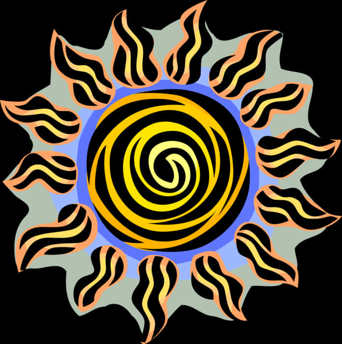 Abstract Sun Spiral Vector Art PNG