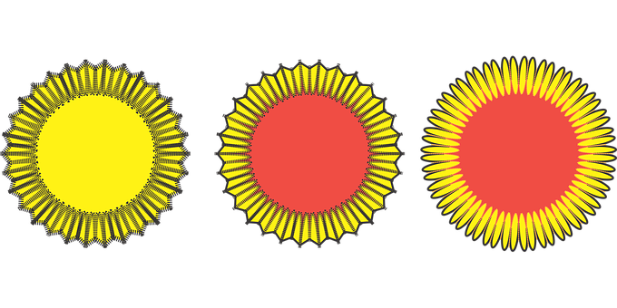 Abstract Sunburst Icons Triptych PNG