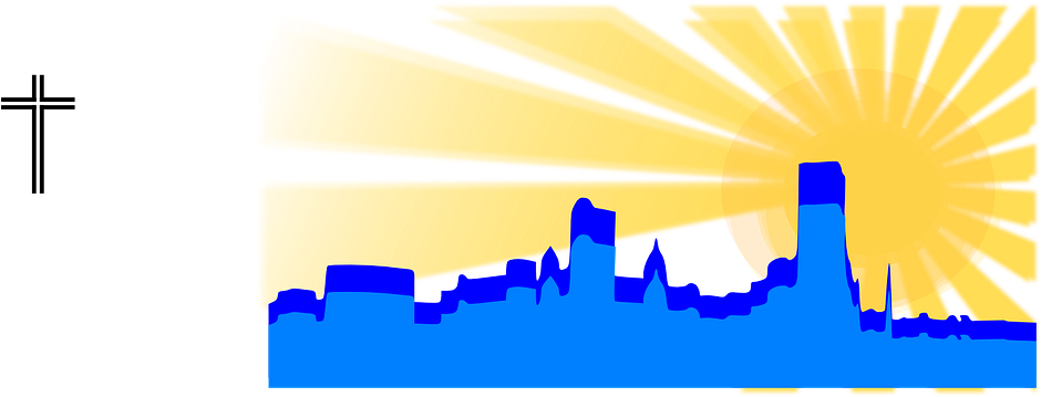 Abstract Sunrise City Silhouette PNG