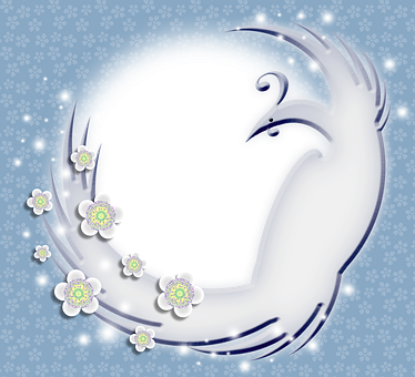 Abstract Swan Silhouette Floral Design PNG