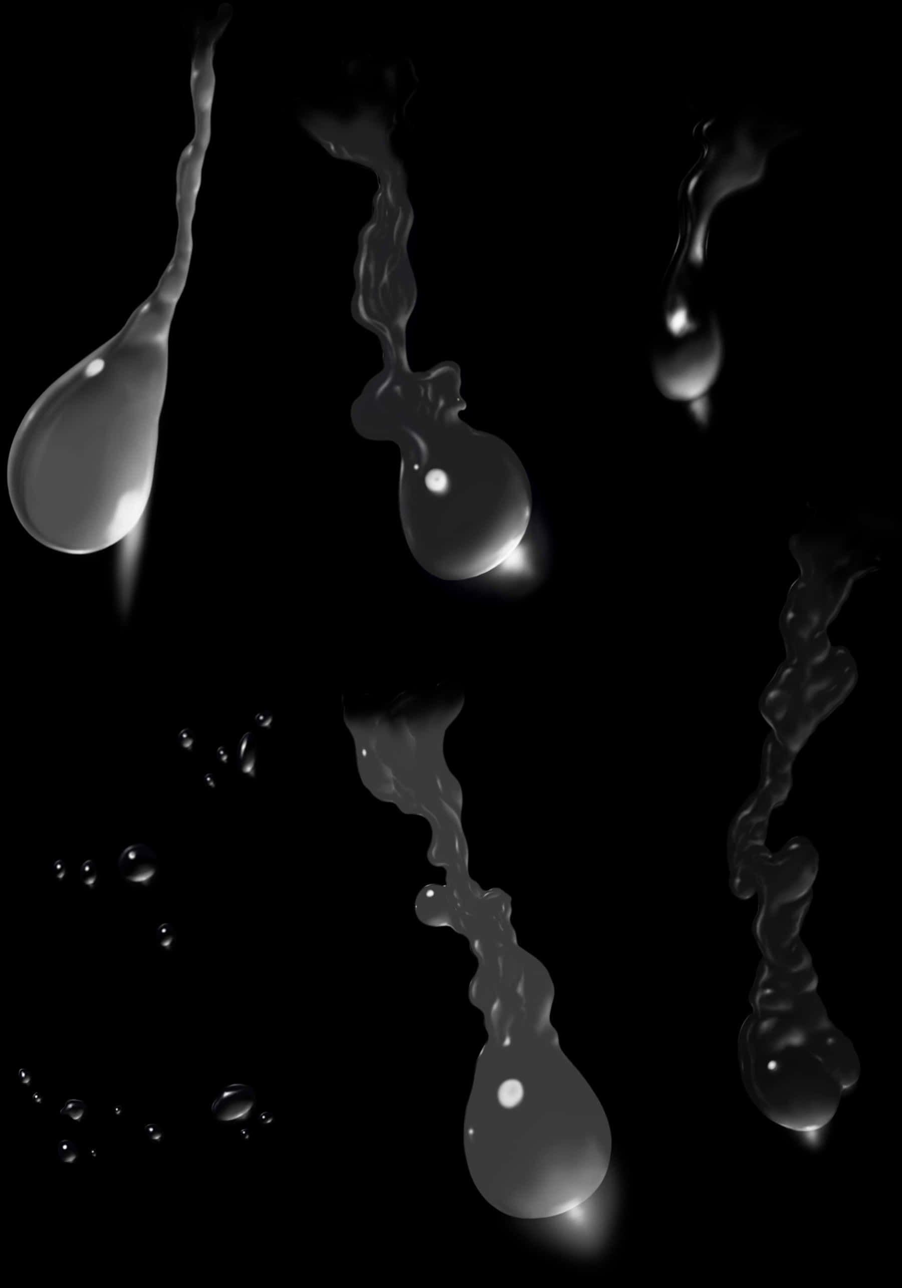 Abstract Tearsin Blackand White PNG