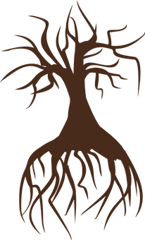 Abstract Tree Silhouettewith Roots PNG