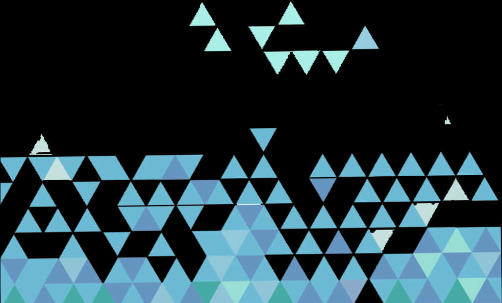 Abstract geometric pattern of blue triangles on black background