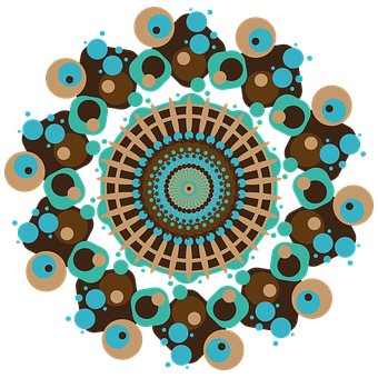 Abstract Turquoise Brown Mandala Art PNG
