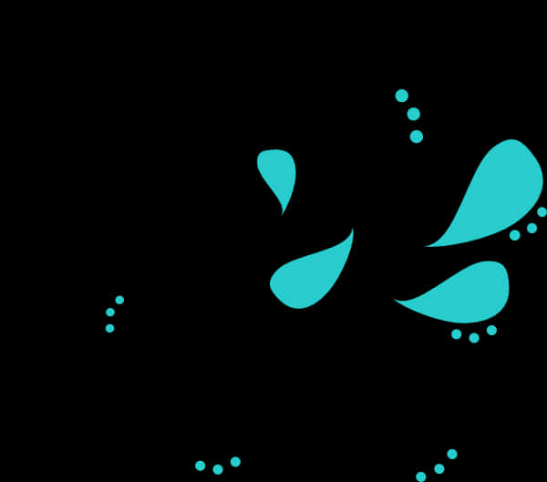 Abstract_ Turquoise_ Swirls_on_ Black_ Background PNG
