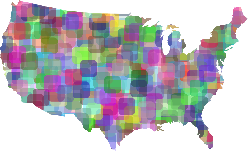 Abstract U S A Map Colorful Geometric Pattern PNG
