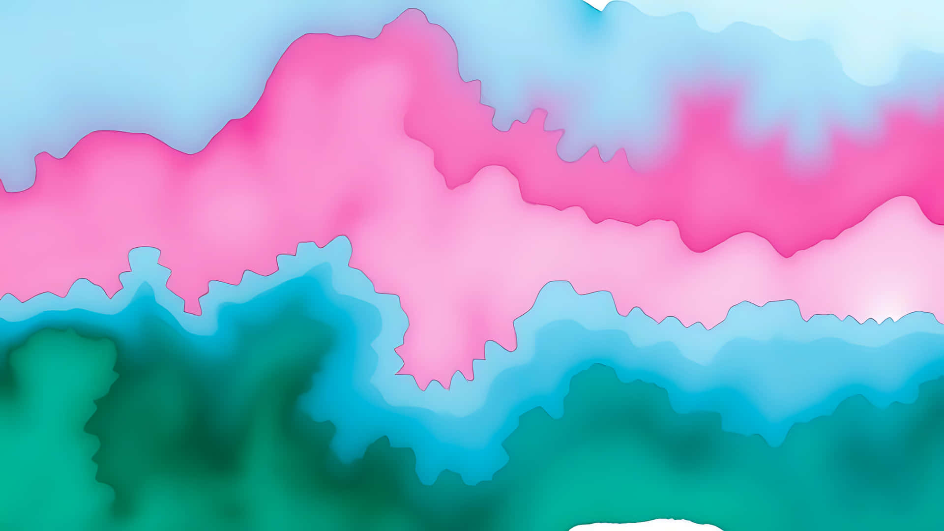 Abstract Watercolor Illustration With Pink, Blue, And Green Colors Wallpaper