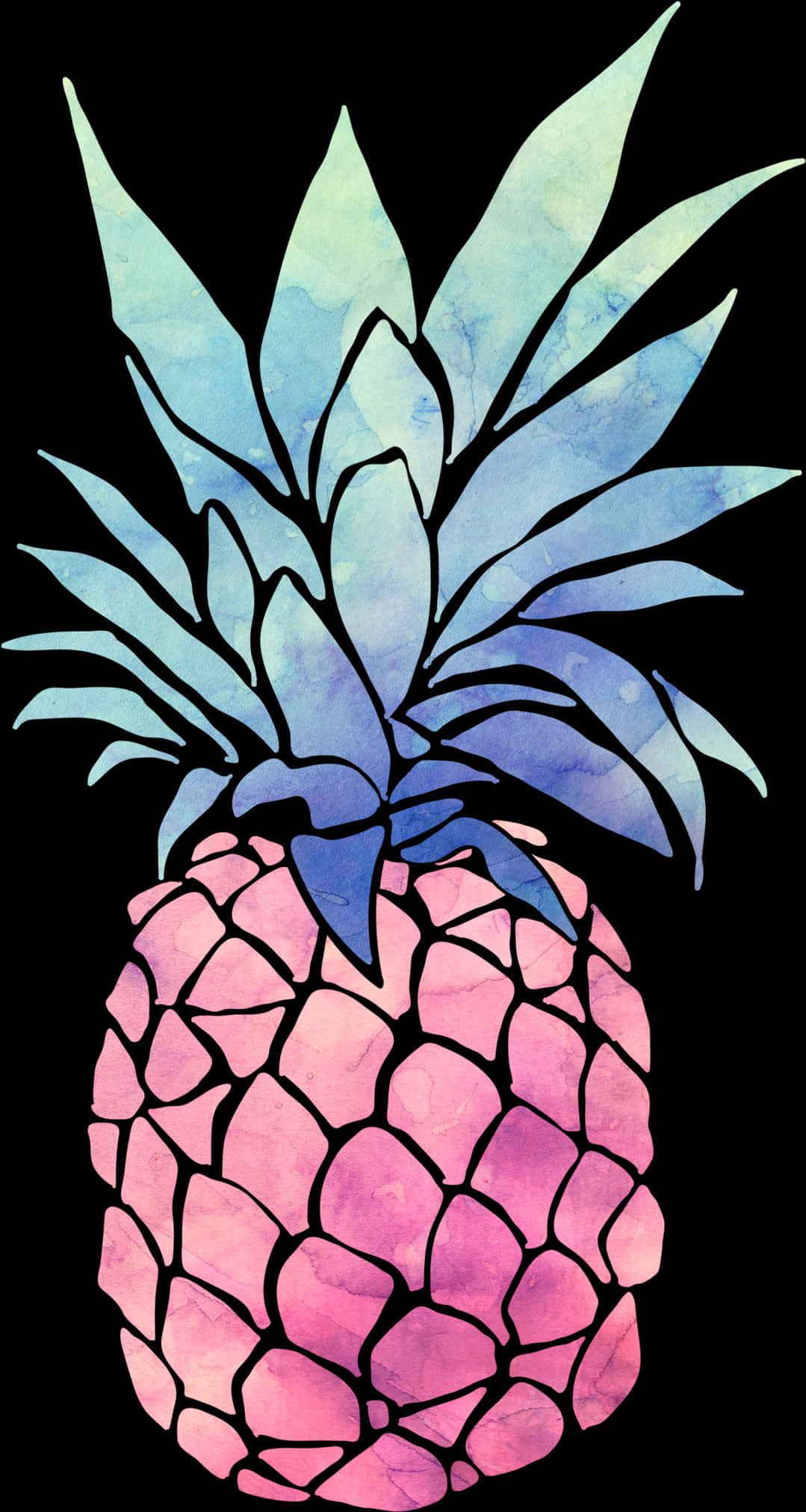 Abstract Watercolor Pineapple Art PNG