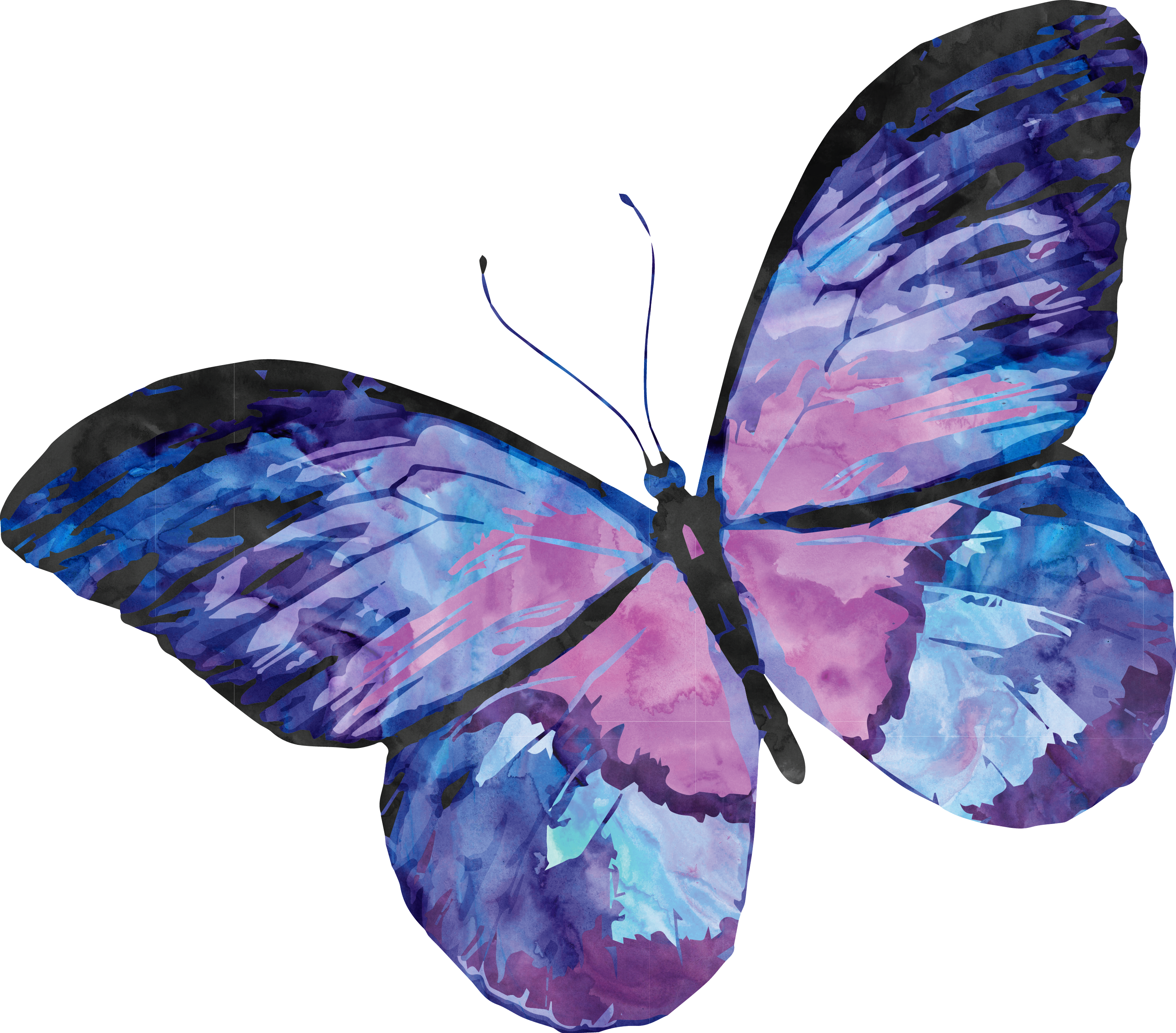 Abstract Watercolor Purple Butterfly PNG