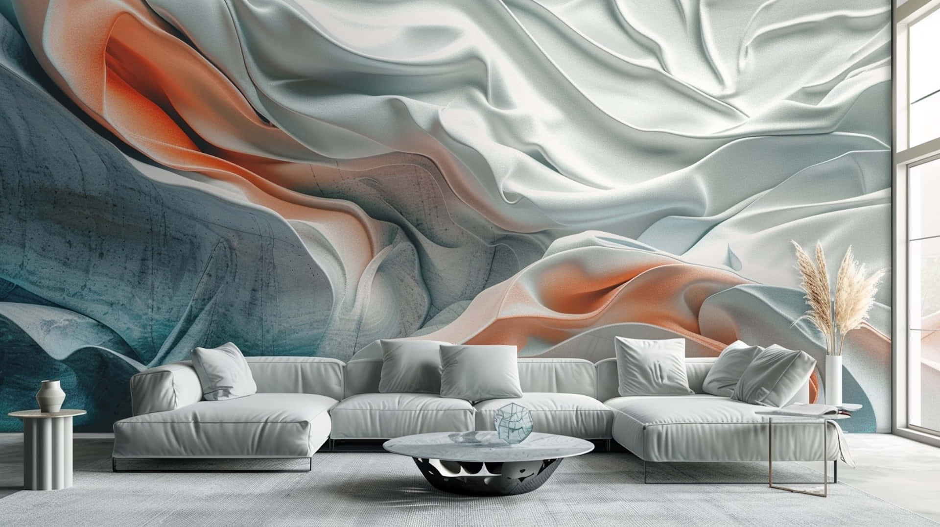 Abstract Wave Mural Living Room Wallpaper