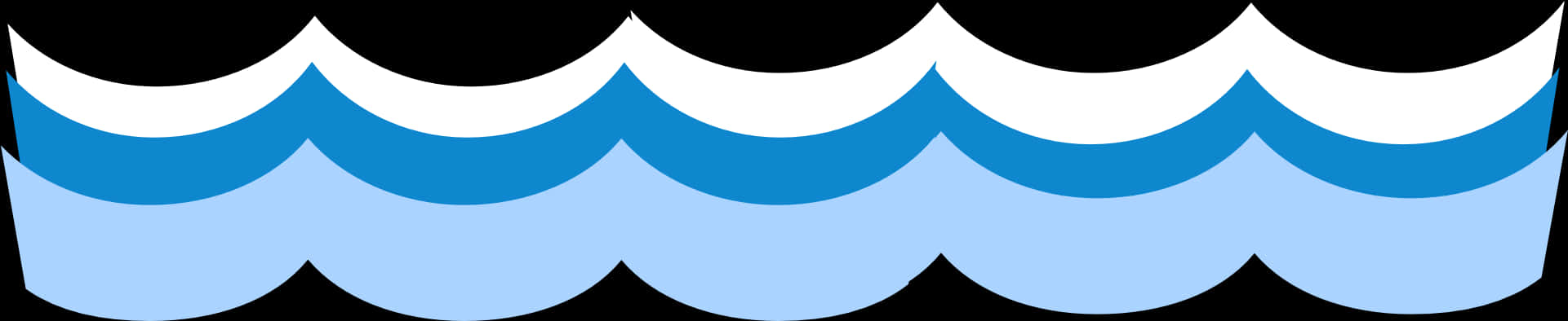 Abstract Wave Pattern PNG — Stylized wave pattern with layered blue and white scalloped shapes against a black background.