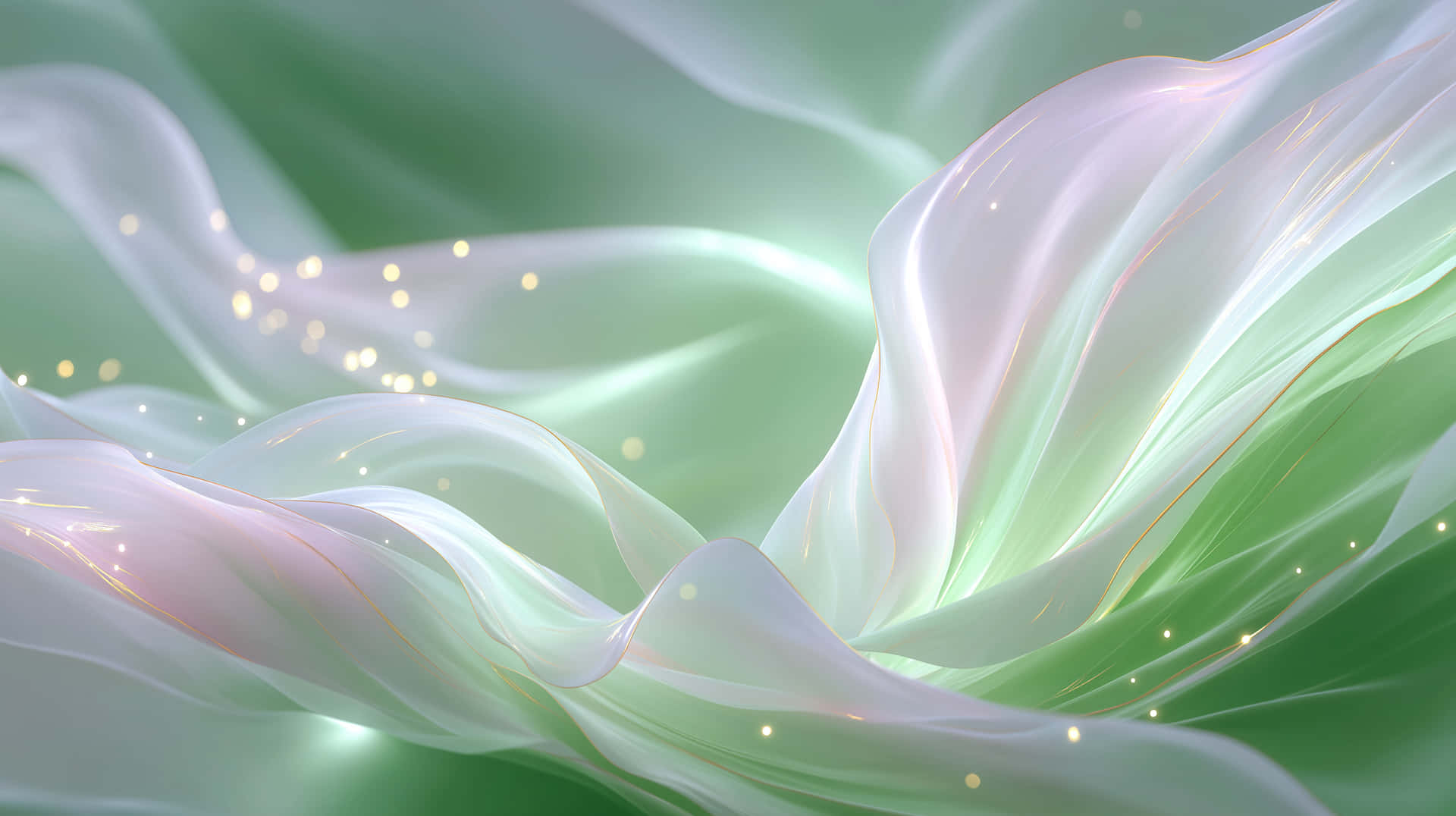 Abstract Waves Of Smooth, Luminous Fabric With Sparkles Wallpaper