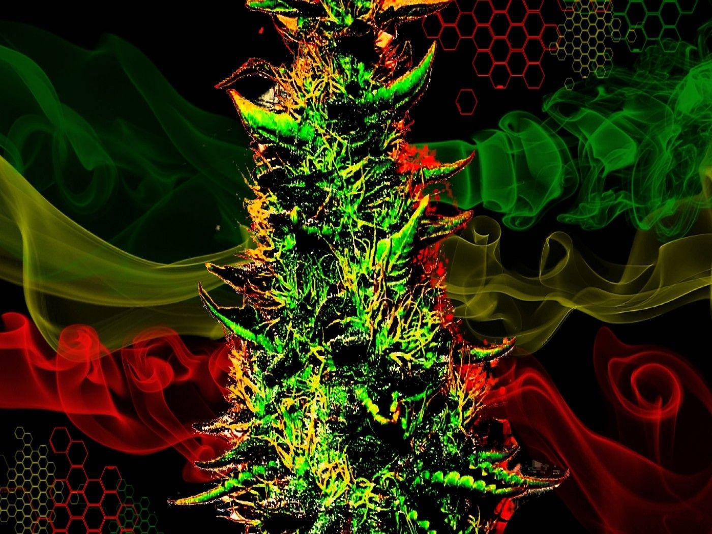 Abstract Weed Tree With Blunt Smoke Wallpaper