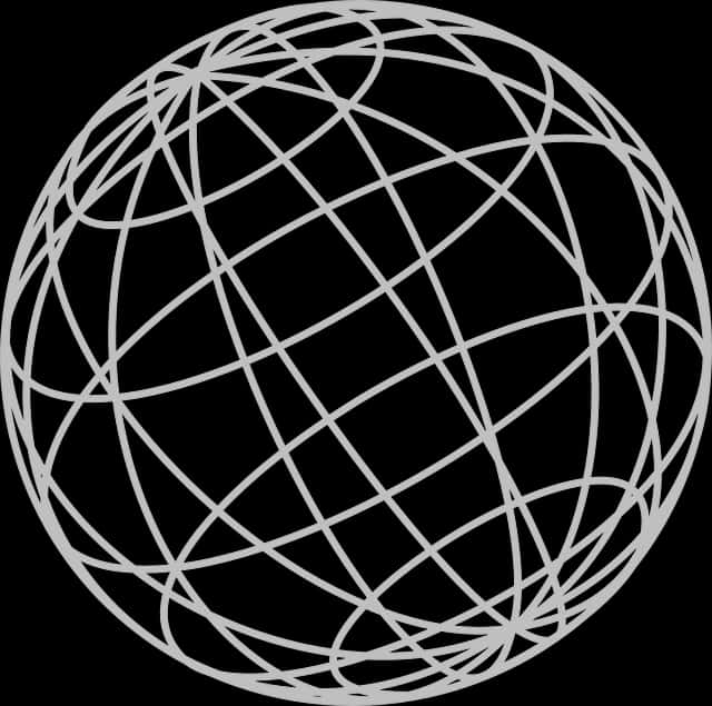 Abstract White Lines Globeon Black Background PNG