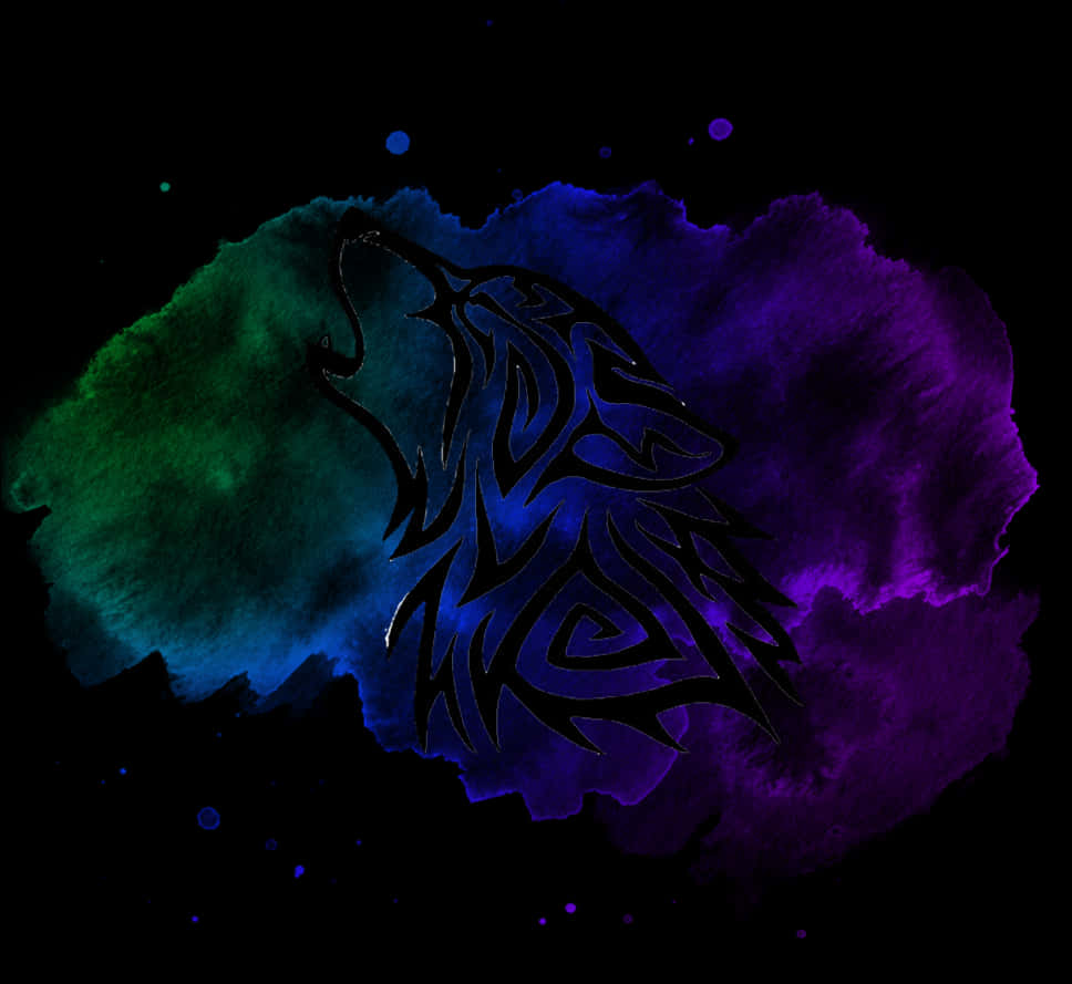 Abstract Wolf Silhouette Nebula PNG