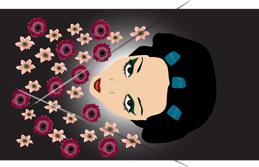 Abstract Womanwith Flowers PNG