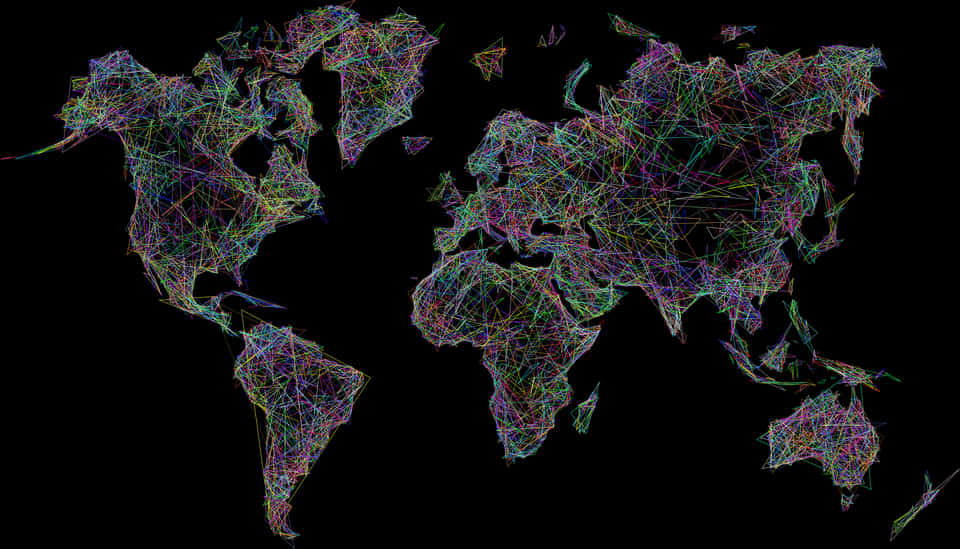 Abstract World Map Network Lines PNG