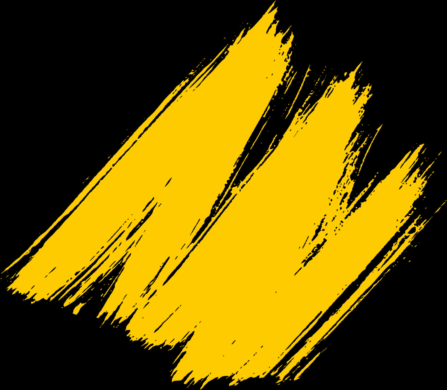 Abstract Yellow Paint Strokeon Black Background PNG