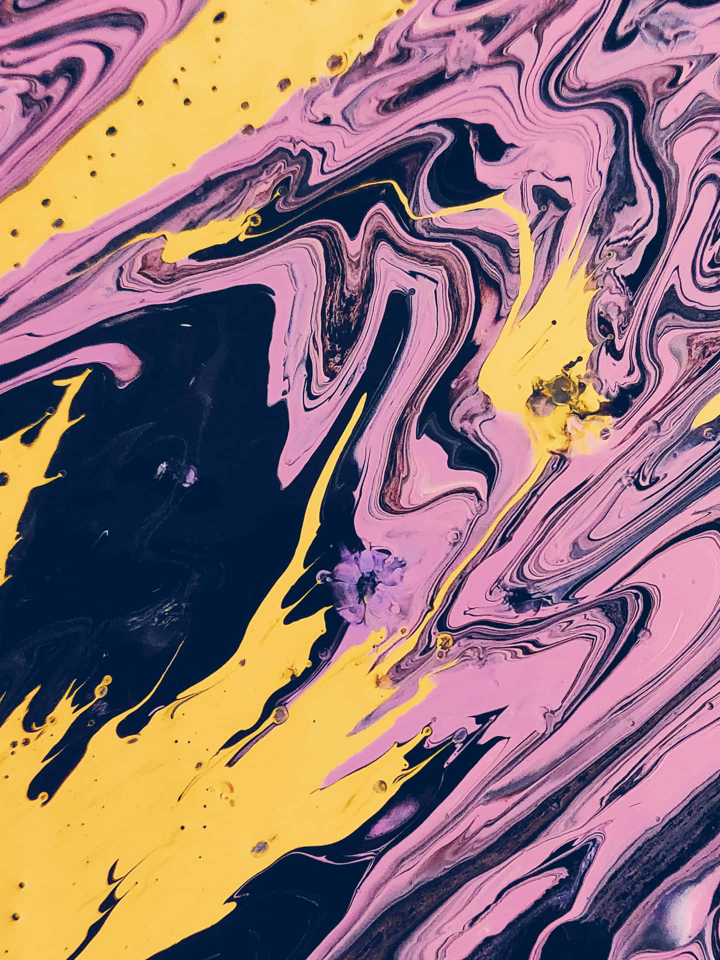 Abstract Yellow Purple Swirls Paint Texture Wallpaper