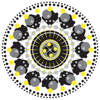 Abstract Yin Yang Mandala Art PNG