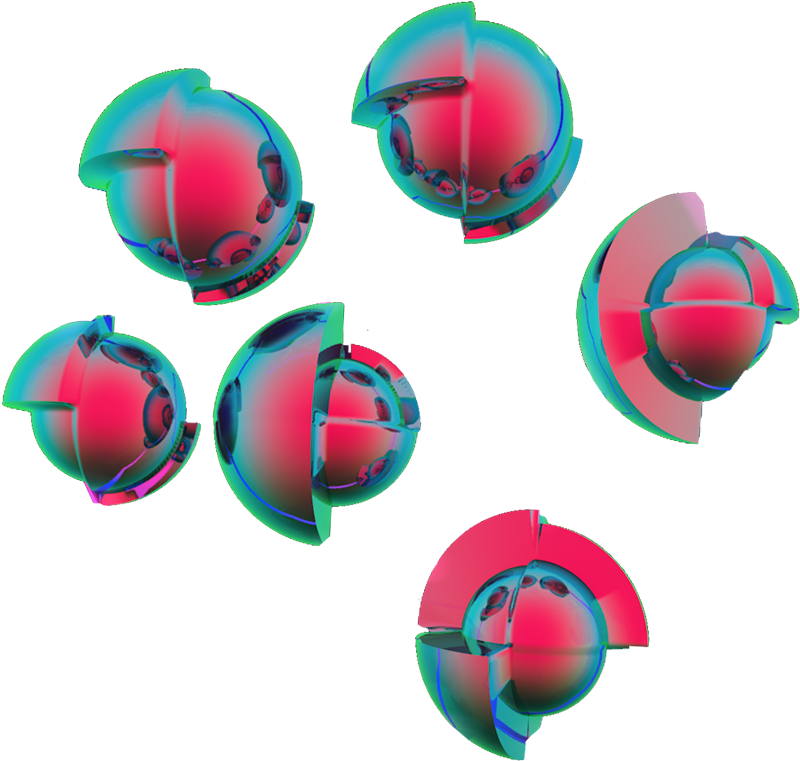 Abstract3 D Spheres Anaglyph Effect PNG